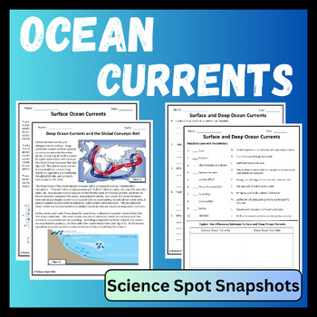 Preview of Surface and Deep Ocean Currents Reading Comprehension - Print and Digital