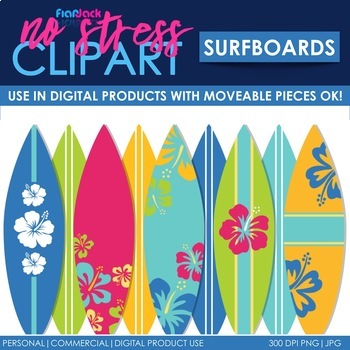 Preview of Surfboard Clip Art (Digital Use Ok!)