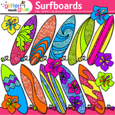 Surfboard Clipart Images: Cute Hawaiian Floral Summer Surf