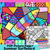 Surfboard Coloring Page Summer Pop Art Coloring Printable 
