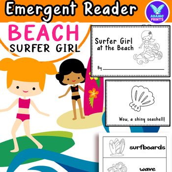 Preview of Surfer Girl at the Beach - Emergent Reader Kindergarten & First Grade Mini Books