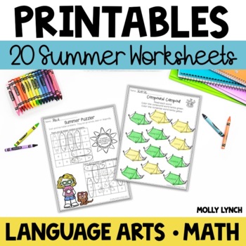 Summer NO PREP Printables for 1st Grade | 1st Grade Worksheets | TPT