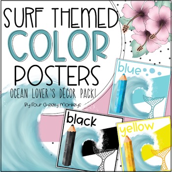 Preview of Surfing / Beach Classroom Decor Theme // color posters or charts