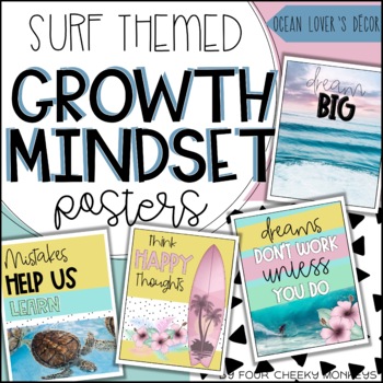 Preview of Surfing / Beach Theme Growth Mindset Posters