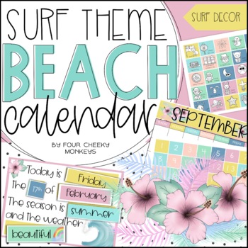 Preview of Surfing / Beach Themed Classroom Calendar (Coconut Girl Aesthetic)