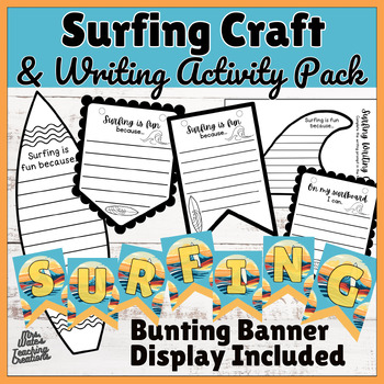 Preview of Surfing Bunting Board Banner Display & Beach Writing Craft Activity Pack