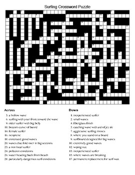 Surfing Crossword Word Search Puzzles by Lonnie Jones Taylor TpT