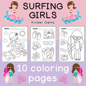 surfing girls coloring pages