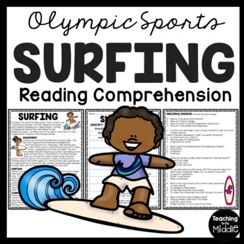 Preview of Surfing Reading Comprehension Informational Worksheet Olympics Olympic Sports