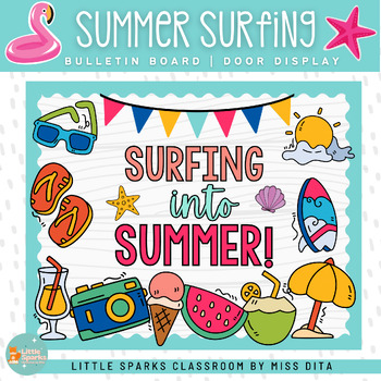 Preview of Surfing into Summer | Seasonal Bulletin Board Kit Door Display Printable