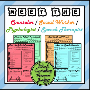 Preview of Editable Meet The Counselor / Social Worker / Speech Therapist / Psychologist
