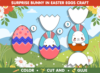 Preview of Surprise Bunny in Easter Eggs Craft Activity for Kids - Color, Cut, and Glue