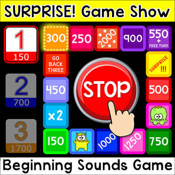 Preview of Surprise! Game Show - CVC Words Beginning Sounds Activity for Any Device