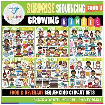Preview of Surprise Food Sequencing Clipart Growing Bundle (Set II)