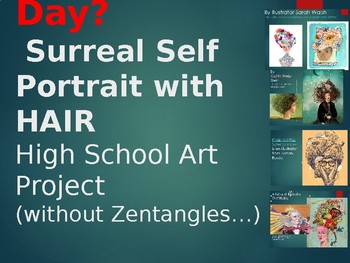 Preview of Surreal Wild Hair Day Portraits- High School Art Painting Drawing Project