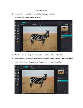 Preview of Surreal Zebra Step-by-Step Tutorial - Pixlr E Digital Resource