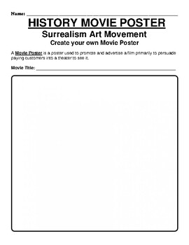 Preview of Surrealism Art Movement "Movie Poster" WebQuest & Worksheet