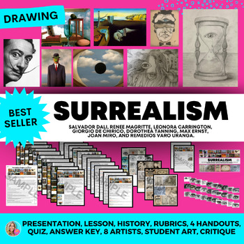 Preview of Surrealism: Lesson, Presentation, 12 Handouts, Rubric, Critique, Quiz & Answers