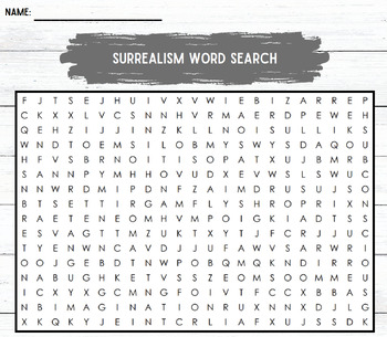 Preview of Surrealism Word Search