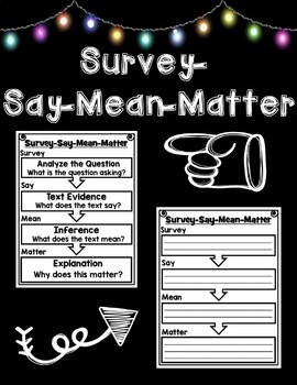 Preview of Survey Say Mean Matter Text Dependent Analysis Anchor Chart & Graphic Organizer