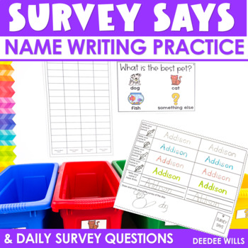 Preview of Student Survey with Name Writing Practice Survey Graphing Kindergarten Opinions