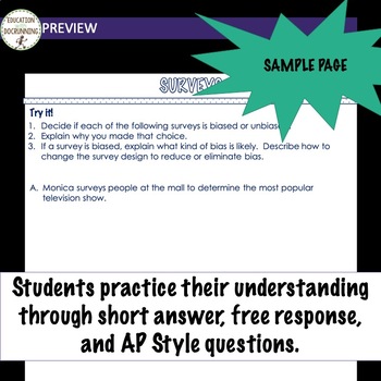 survey and bias notes unit 2 lesson 2 types of data collection tpt
