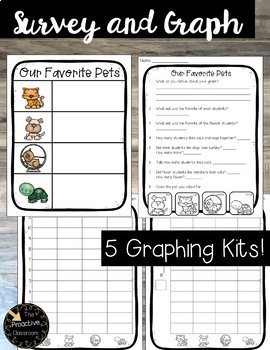 Preview of Survey and Graph Data and Graphing Center (Bar Graph, Pictograph)