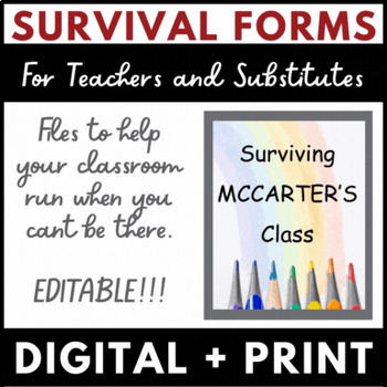 Preview of Survival Forms for the Teacher and Substitute