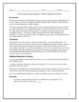 Survival Scenarios Worksheets Teaching Resources Tpt