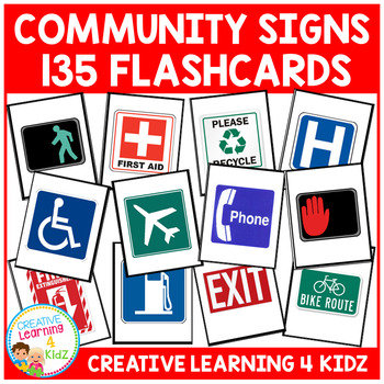 Preview of Community Signs Symbols Safety Cards Survival Flashcards