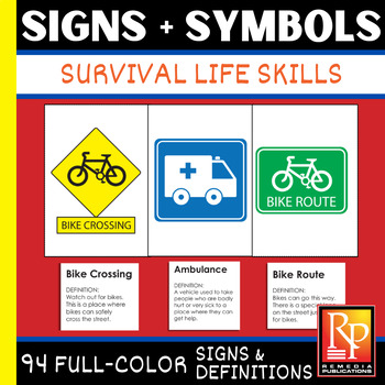 Preview of Community Signs & Symbols Flash Cards for Special Education - Life Skills