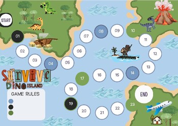 Preview of Survive Dinosaur Island (Student Gameboard)