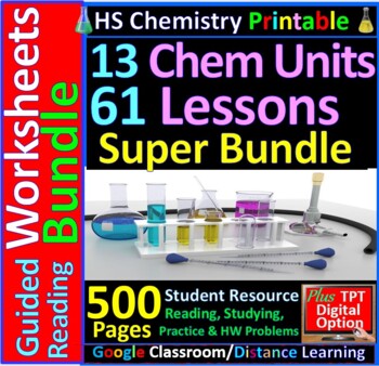 Preview of Chemistry Complete Whole Year Curriculum Bundle - 61 Reading & Worksheet Lessons