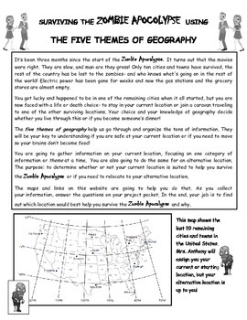 Preview of Surviving the Zombie Apocalypse using the Five Themes of Geography!