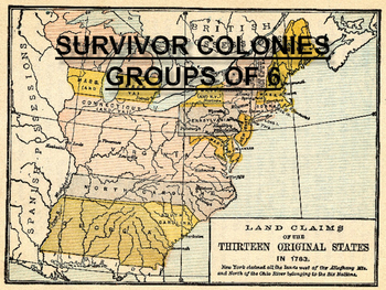 Preview of Survivor Colonies, 13 Colonies Survival Challenge Activity