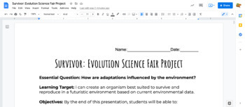 Preview of Survivor: Science Fair Project (Adaptation & Evolution) NGSS