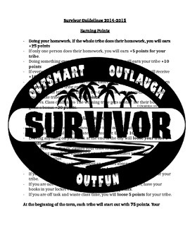 Preview of Survivor Themed classroom Management