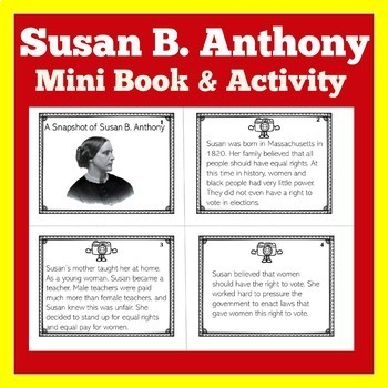 Preview of Susan B. Anthony | Worksheet Activity | 1st  2nd 3rd Grade | Biography