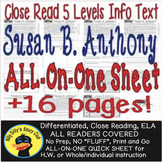 Susan B Anthony Biography Leveled Passages Main Idea, TDQs