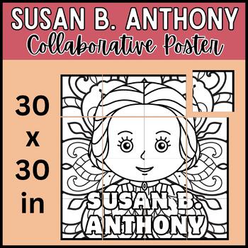 Preview of Susan B. Anthony Coloring Collaborative Poster | Human Rights Month Leaders