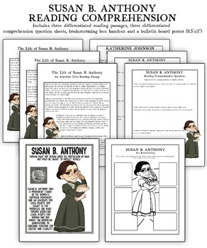 Preview of Differentiated Reading Comprehension Passages | Women's History Month | Susan B