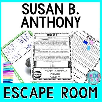 Preview of Susan B. Anthony ESCAPE ROOM - Reading Comprehension - Women's Suffrage
