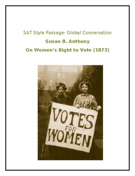 Preview of Susan B. Anthony "On Women's Right to Vote" | Multiple Choice Q Reading Practice