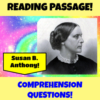 Preview of Susan B Anthony Reading Comprehension Passage and Questions Womens History Month