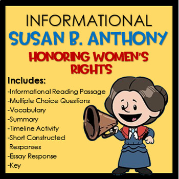 Preview of Susan B. Anthony Women's Rights Informational Activity Packet