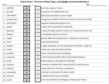 Susan Cooper “The Dark Is Rising” Part 1 - The Finding Vocabulary