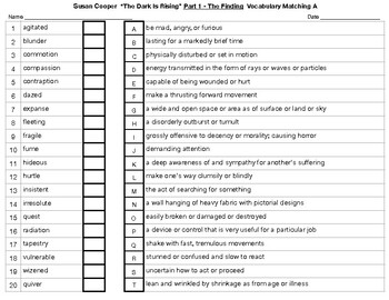 Susan Cooper “The Dark Is Rising” Part 1 - The Finding Vocabulary