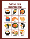 Sushi Types Scavenger Hunt | Types of Sushi Activity | PDF