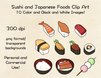 Preview of Sushi and Japanese Foods Clip Art