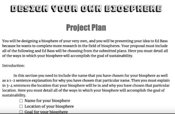 Preview of Sustainability Biosphere Design Project Plan